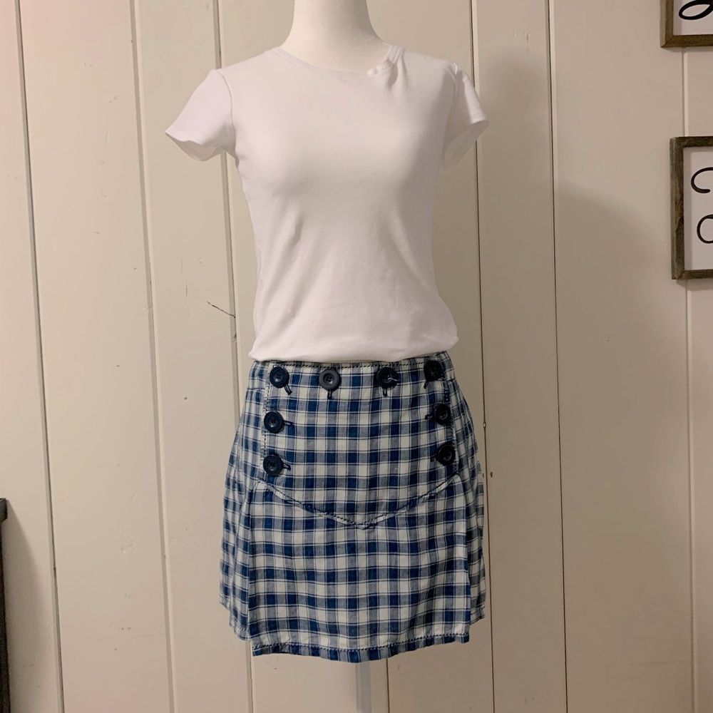 blue plaid mini skirt max studio limited edition
